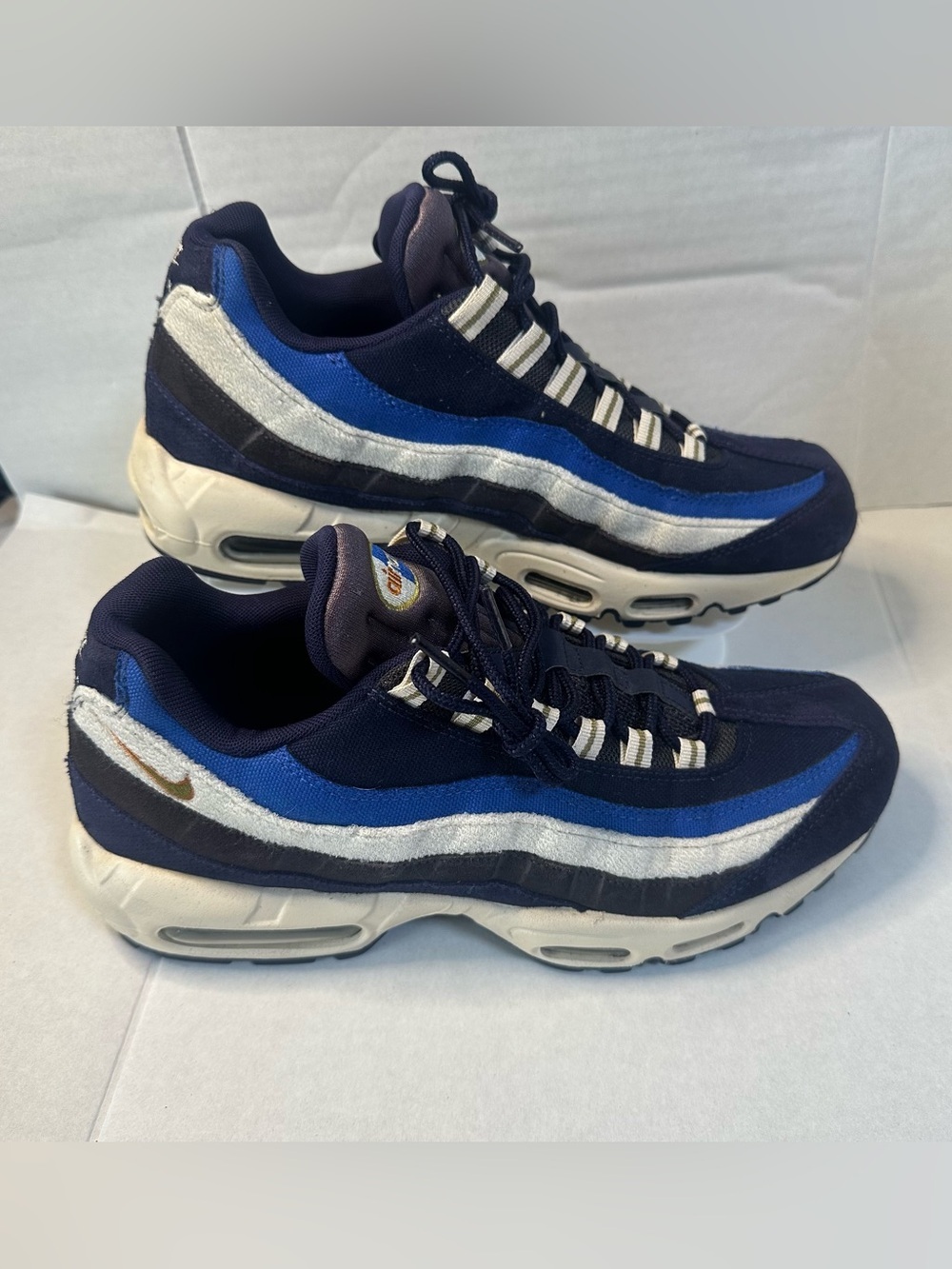 Nike Air Max 95 Premium Blackened Blue Navy White Sneaker Men’s 10 538416-404